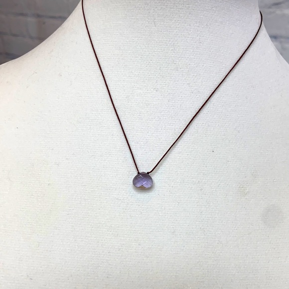 Delicate Amethyst Corded Necklace - Picture 3 of 5